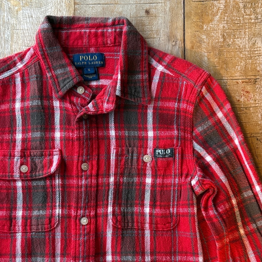 Ralph Lauren Boys Red Plaid Shirt size 6